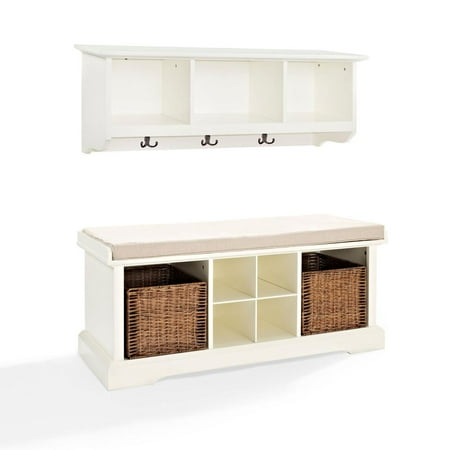 BRENNAN 2 PIECE ENTRYWAY BENCH AND SHELF SET IN WHITE
