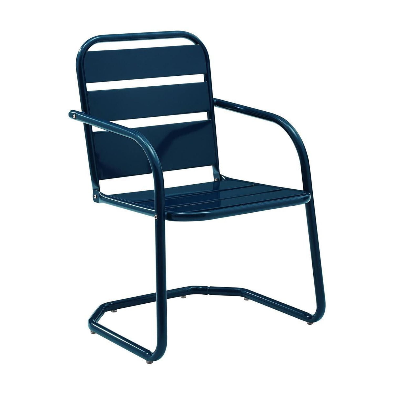 Vintage-Inspired Brighton Navy Steel Outdoor Dining Chair Set
