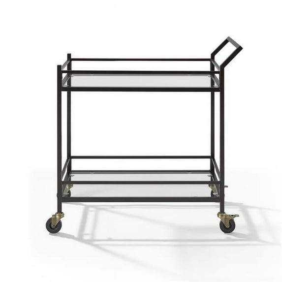 Crosley Aimee Glass Top Metal Bar Cart in Oil Rubbed Bronze
