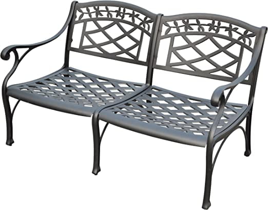 Sedona Black Cast Aluminum Outdoor Loveseat with Lattice Design