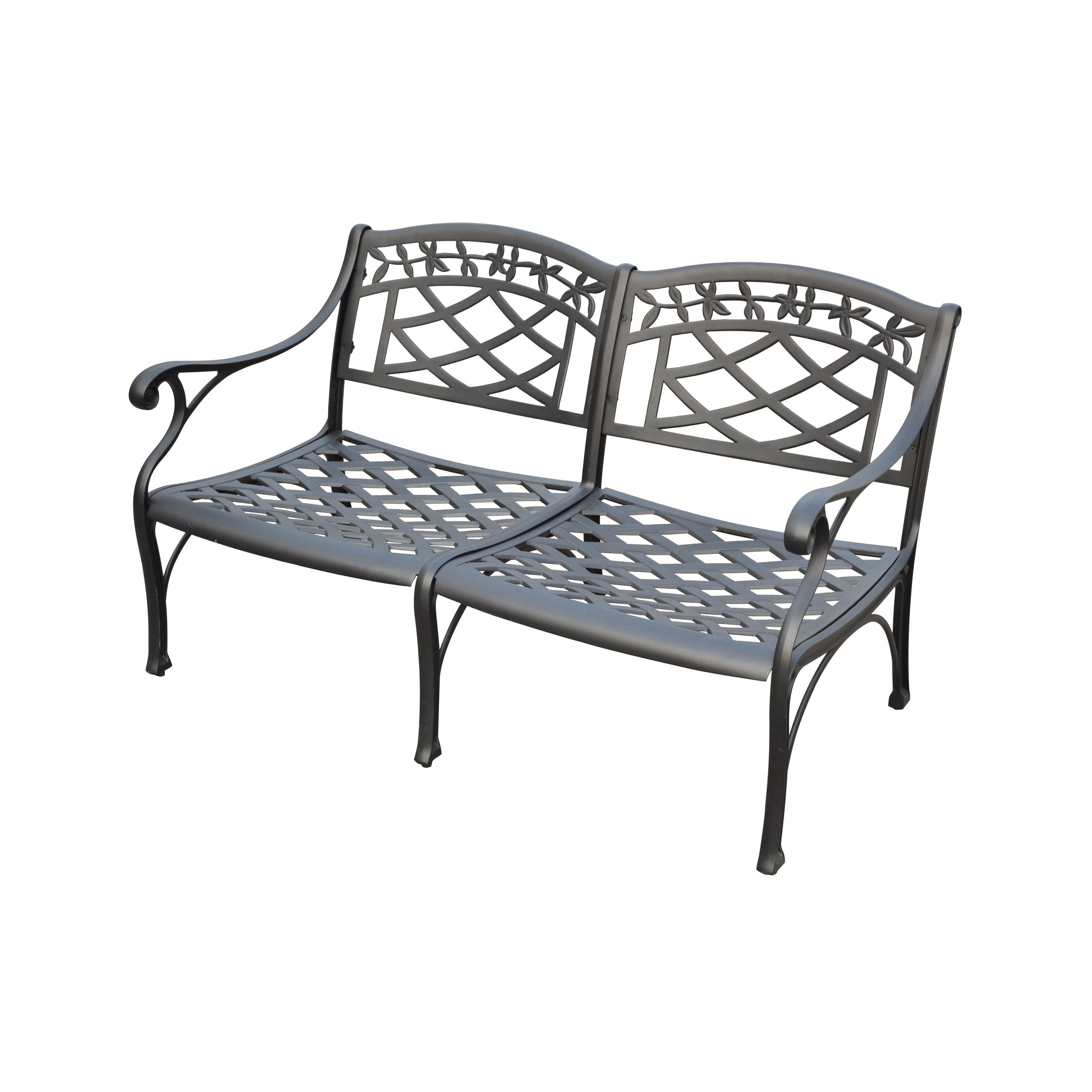 Sedona Black Cast Aluminum Outdoor Loveseat with Lattice Design