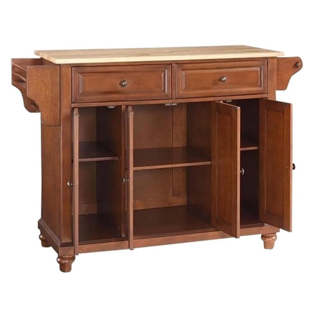 Crosley Furniture Cambridge Natural Wood Top Kitchen Island in Cherry