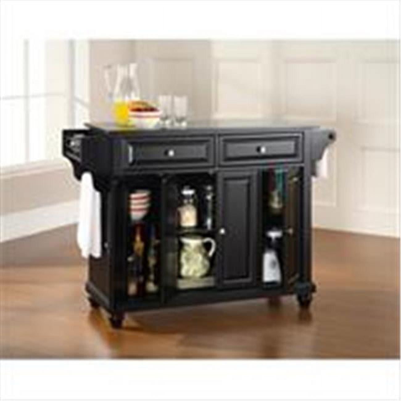 Cambridge Black Granite Top Kitchen Island in Cherry & Black
