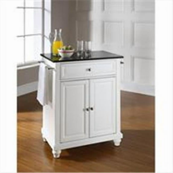 Crosley Furniture Cambridge Solid Black Granite Top Portable Kitchen Island in White Finish