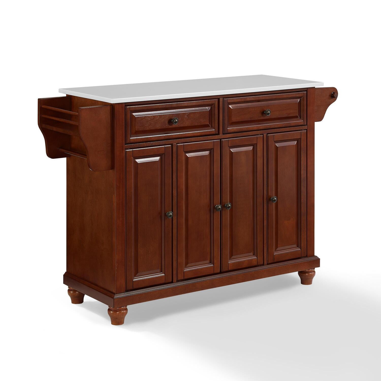 Crosley Cambridge White Stone Top Full Size Kitchen Island/Cart-Finish:Mahogany