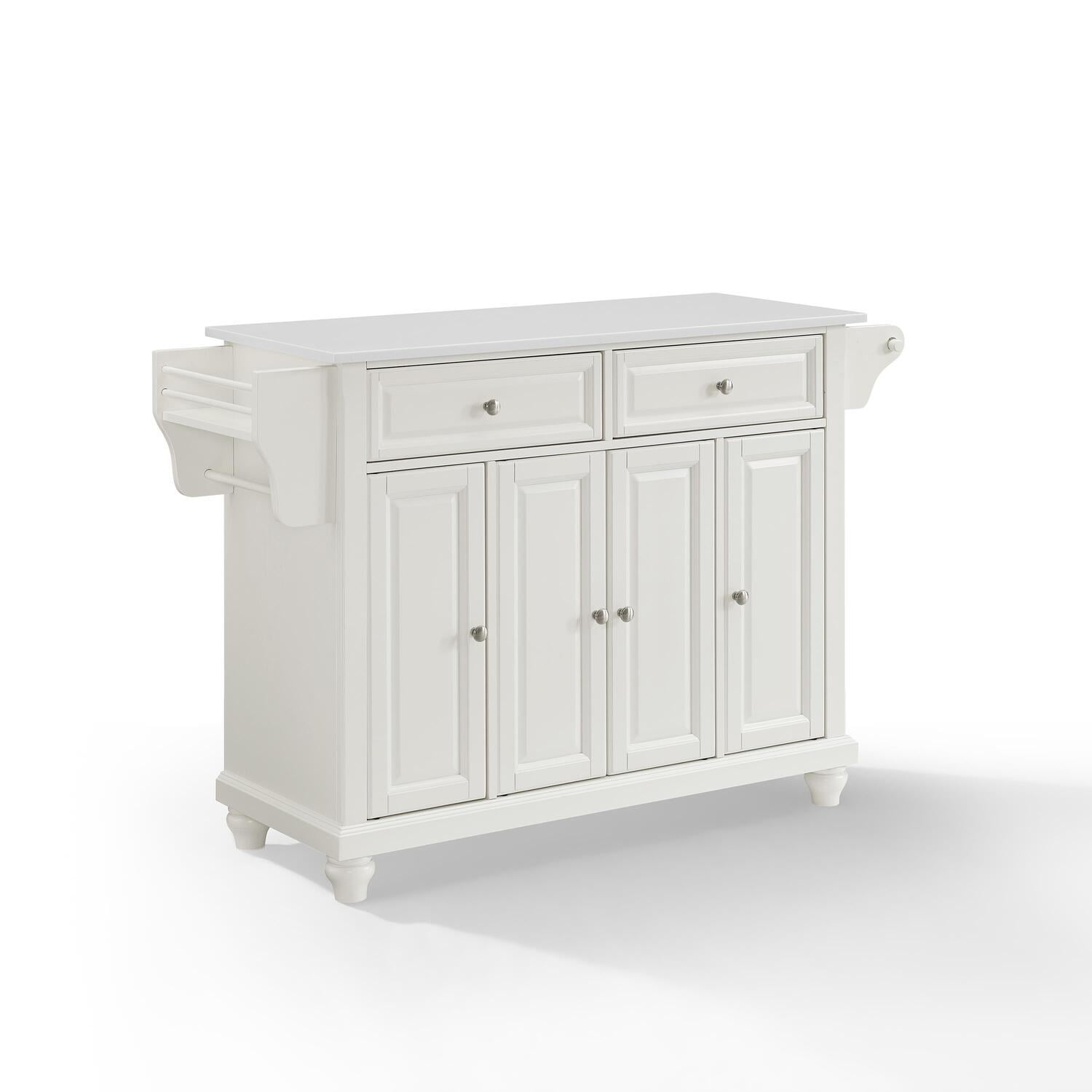 Crosley Furniture Cambridge Wood Granite Top Kitchen Island in White