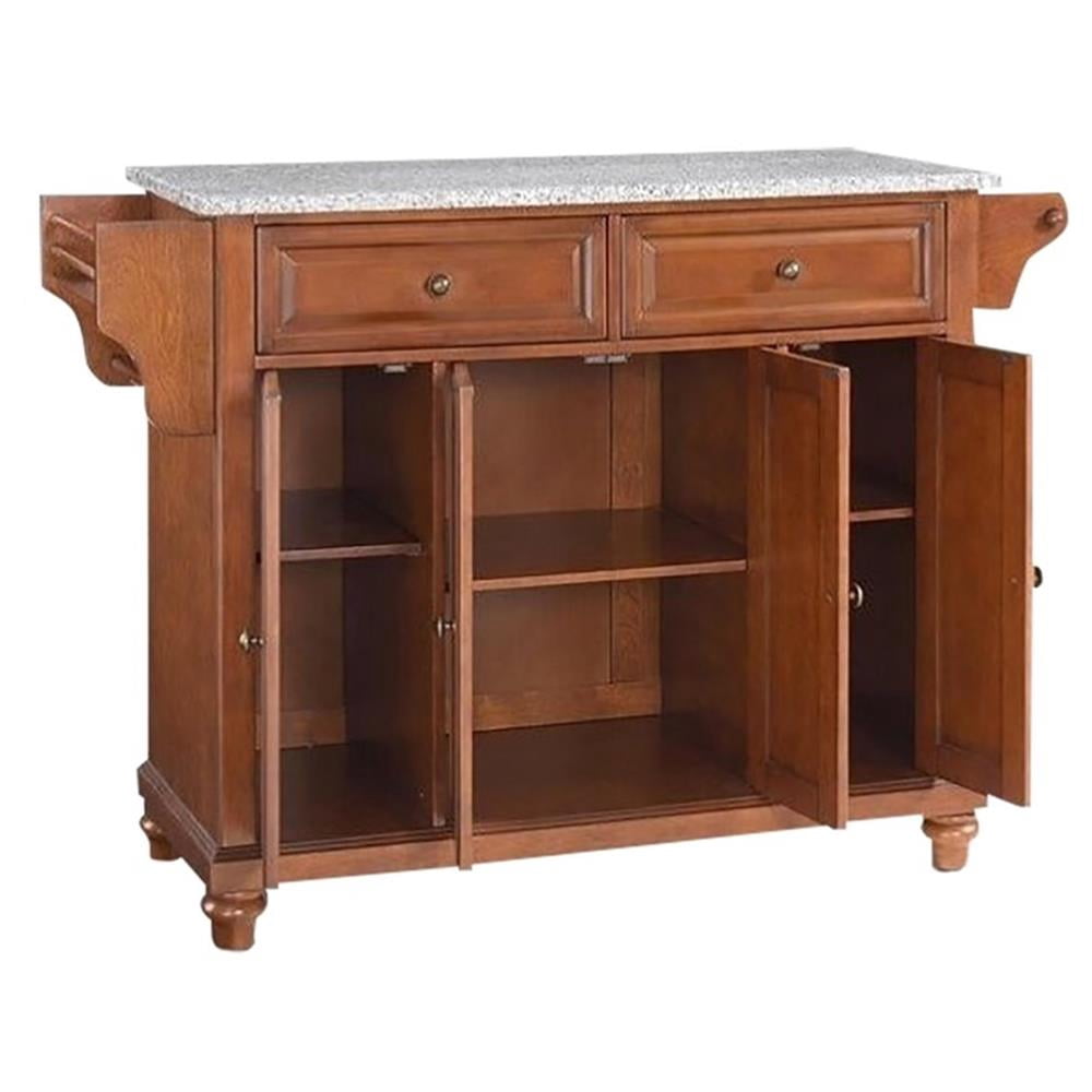 Crosley Furniture Cambridge Wood Kitchen Island in Cherry/Gray