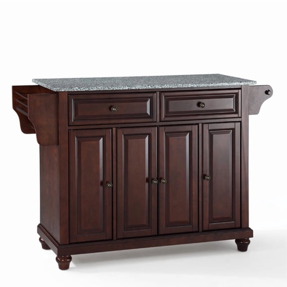 CAMBRIDGE SOLID GRANITE TOP KITCHEN ISLAND IN VINTAGE MAHOGANY FINISH