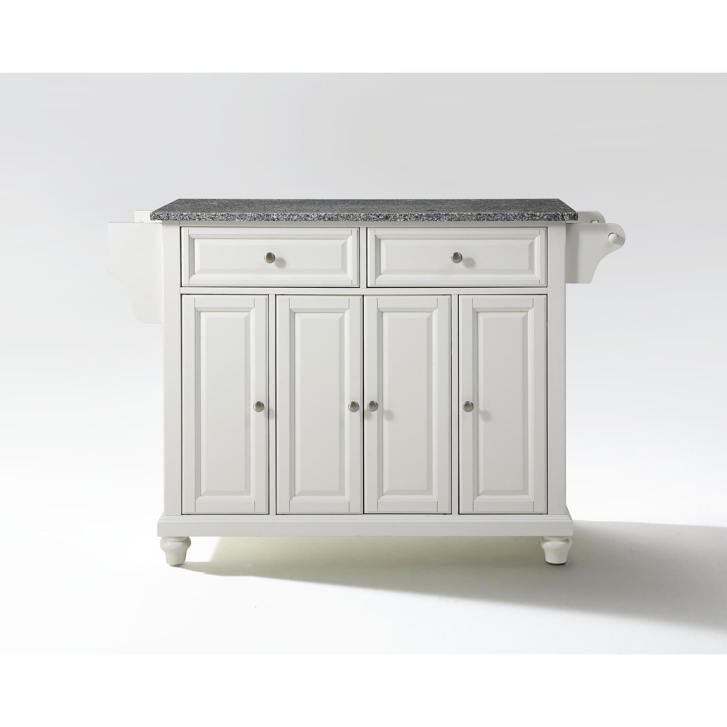 Cambridge White Granite Top Kitchen Island with Storage