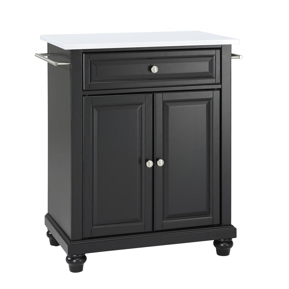 Crosley Cambridge Stone Top Portable Kitchen Island/Cart Black/White