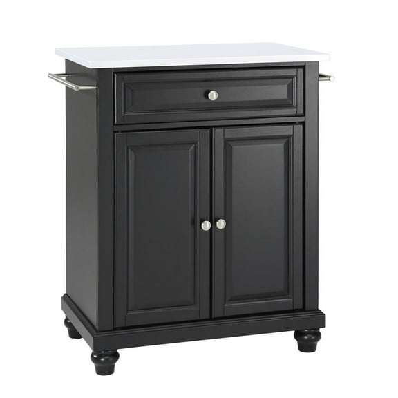 Crosley Cambridge Stone Top Portable Kitchen Island/Cart Black/White