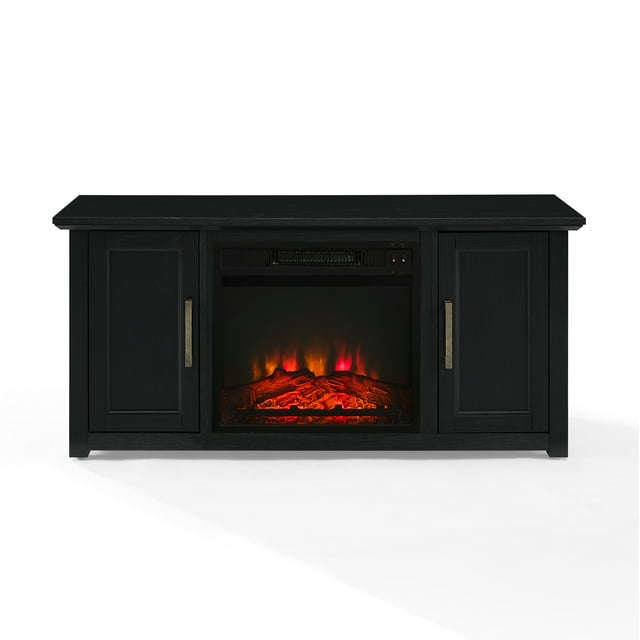 Crosley Furniture Camden 48" Low Profile Tv Stand with Fireplace in Black
