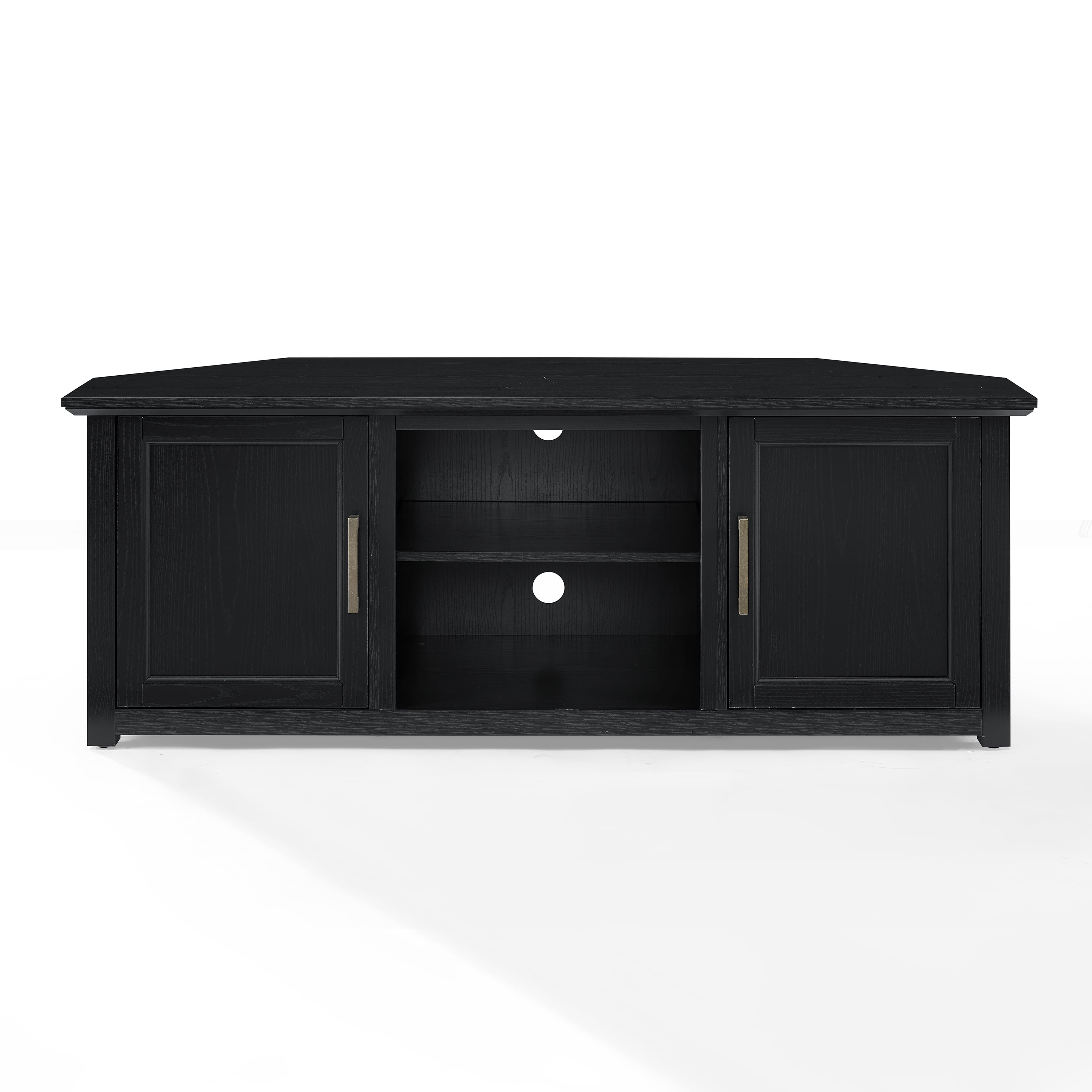 Crosley Camden 48" Corner TV Stand For TVs Up To 50" - Whitewash Farmhouse Style, Adjustable Shelves, Cable Management