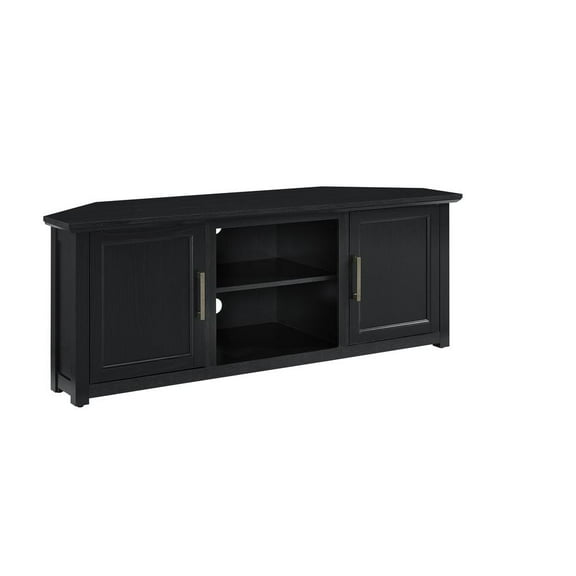 Crosley Furniture Camden 58"Rustic Wood Corner TV Stand in Black