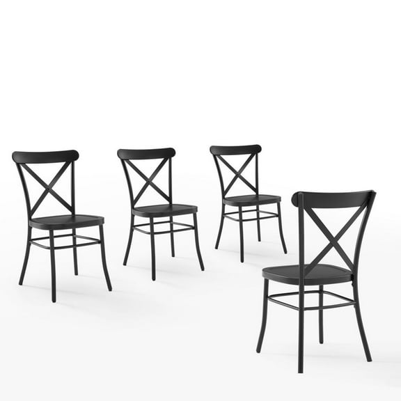 Crosley Furniture Camille 18.5" Metal Dining Chair in Matte Black (Set of 4)