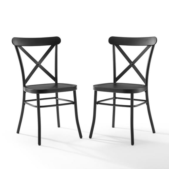 Crosley Furniture Camille Metal Dining Side Chair in Matte Black (Set of 2)