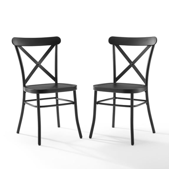 Crosley Furniture Camille Metal Dining Side Chair in Matte Black (Set of 2)