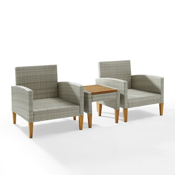 Crosley Furniture Capella 3 Piece Modern Wicker / Rattan Outdoor Chair Set