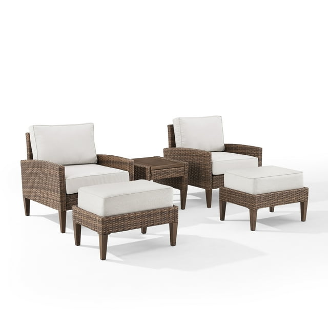 Crosley Furniture Capella 5-Piece PE Wicker / Rattan Outdoor Chair Set in Brown
