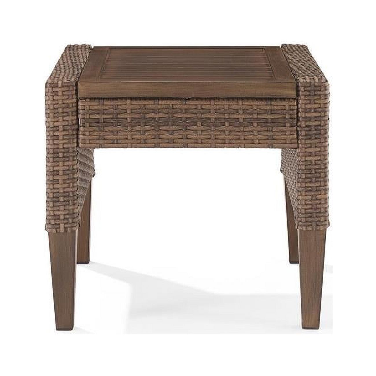 Crosley Furniture Capella Modern PE Wicker / Rattan Outdoor Side Table in Brown - Walmart.com