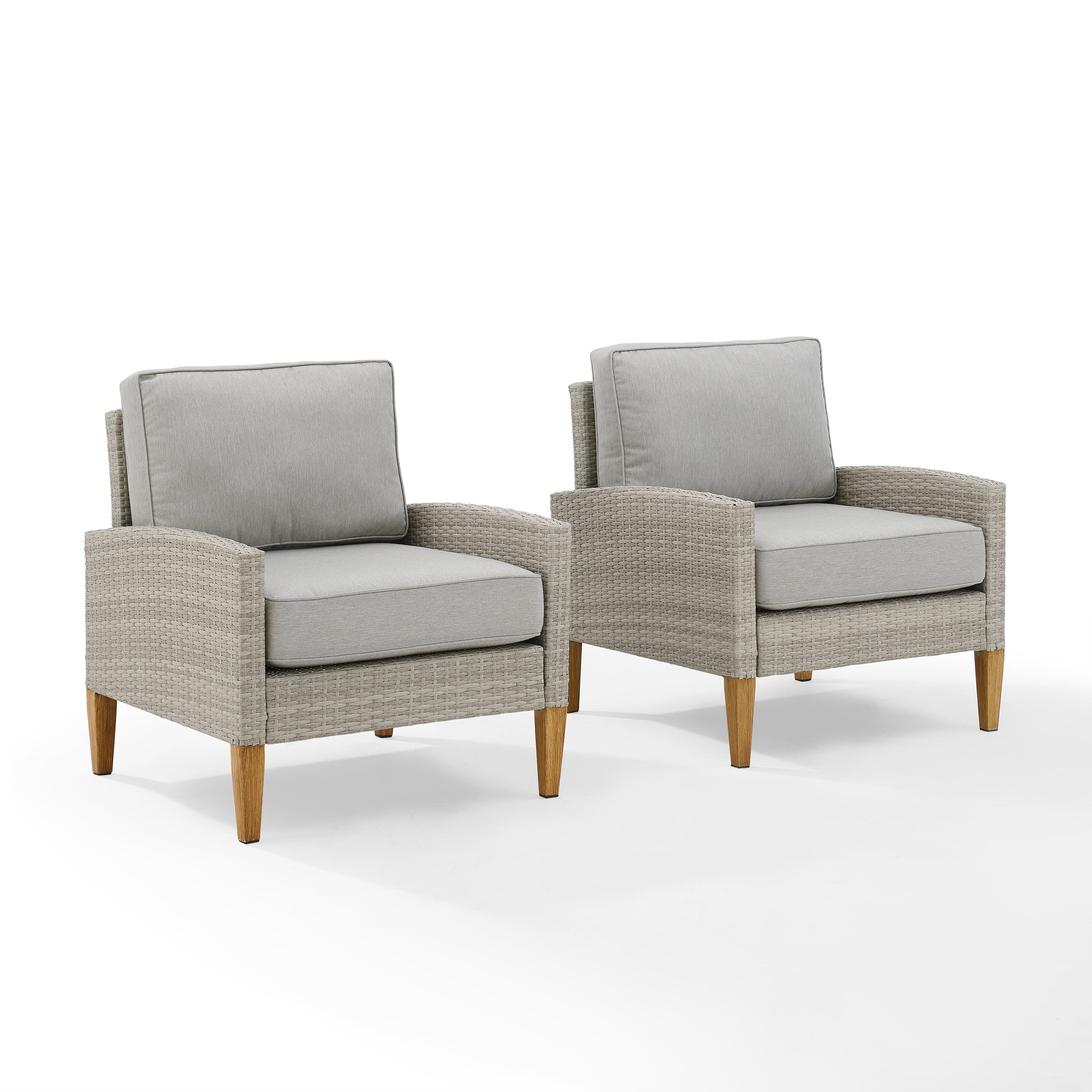 Capella Cream and Gray Wicker Patio Chair Set with Cushions