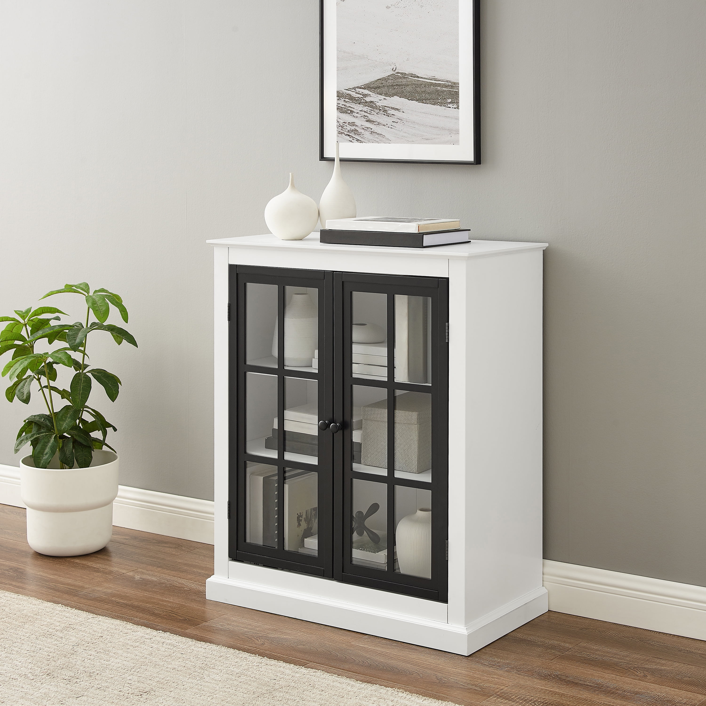 Cecily Black and White MDF Freestanding Office Storage Cabinet