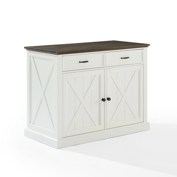 Crosley Furniture Clifton Modern Wood Kitchen Island in Distressed White/Brown