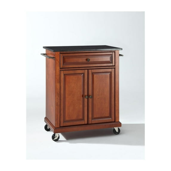 Crosley Black Granite Top Portable Kitchen Cart in Cherry