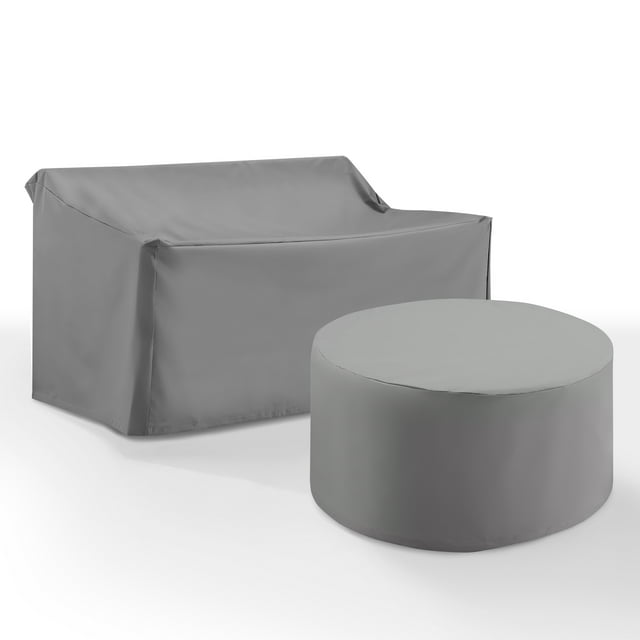 Crosley Furniture Covers 2-Pc Traditional Vinyl Outdoor Sofa Cover Set in Gray