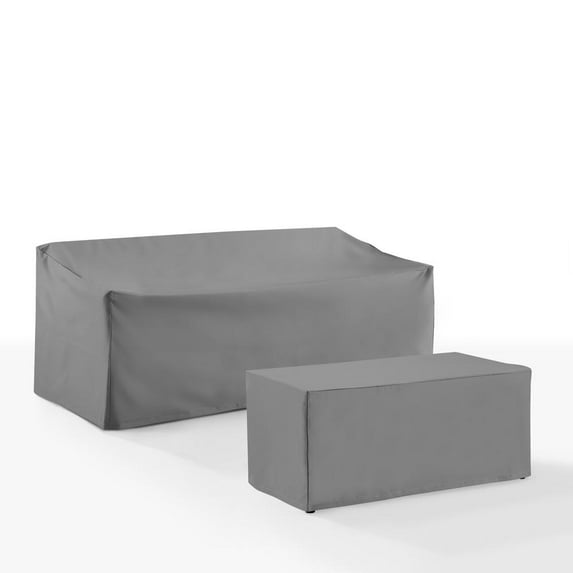 Crosley Furniture Covers 2-Piece Vinyl Outdoor Sofa Cover Set in Gray