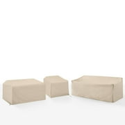 Crosley Furniture Covers 3-Piece Vinyl Outdoor Sectional Cover Set in Tan