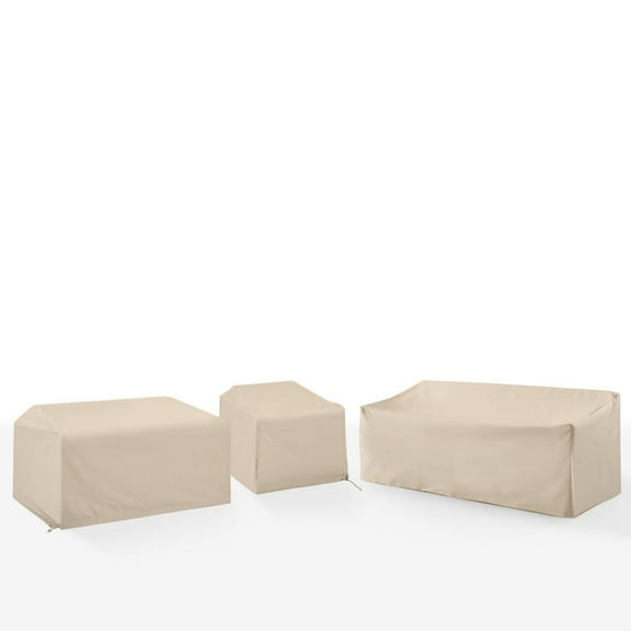 Crosley Furniture Covers 3-Piece Vinyl Outdoor Sectional Cover Set in Tan