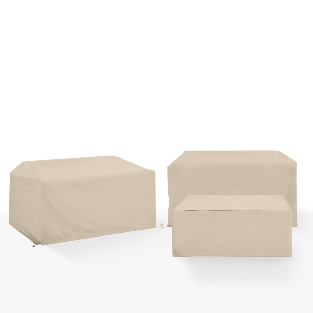 Crosley Furniture Covers 3Piece Vinyl Outdoor Sofa Cover Set in Tan
