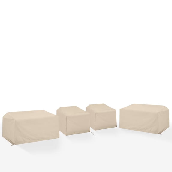 Crosley Furniture Covers 4-Piece Vinyl Outdoor Sectional Cover Set in Tan