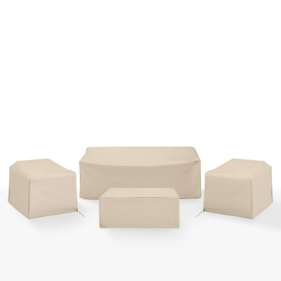 Crosley Furniture Covers 4-Piece Vinyl Outdoor Sofa Cover Set in Tan