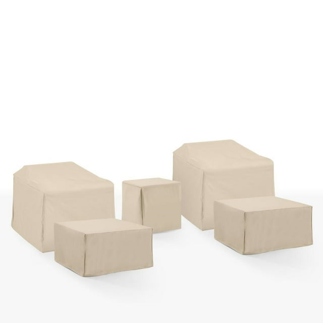 Crosley Furniture Covers 5-Piece Traditional Vinyl Outdoor Sofa Cover Set in Tan