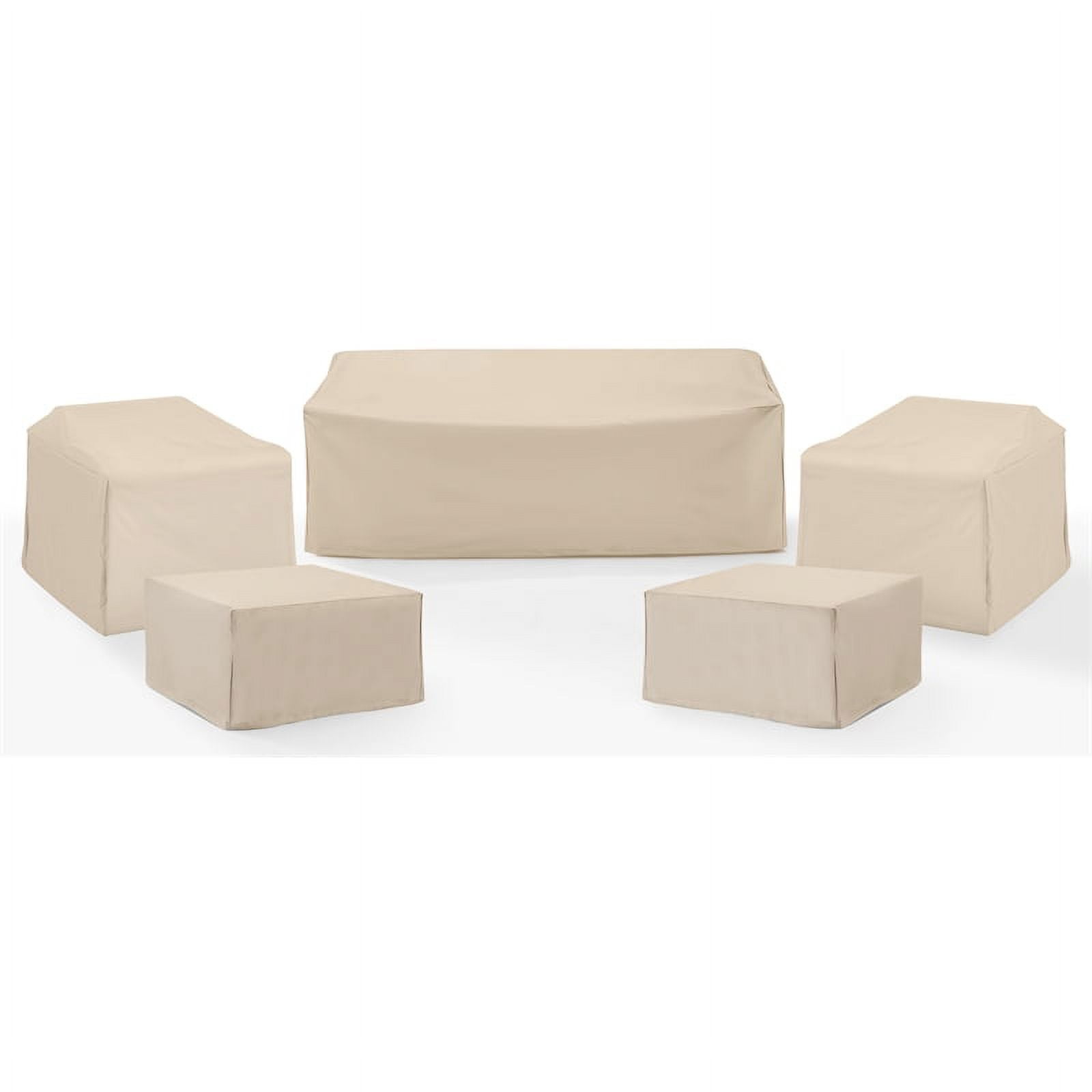 Crosley Furniture Covers 5Piece Vinyl Outdoor Sofa Cover Set in Tan