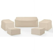 Crosley Furniture Covers 5-Piece Vinyl Outdoor Sofa Cover Set in Tan