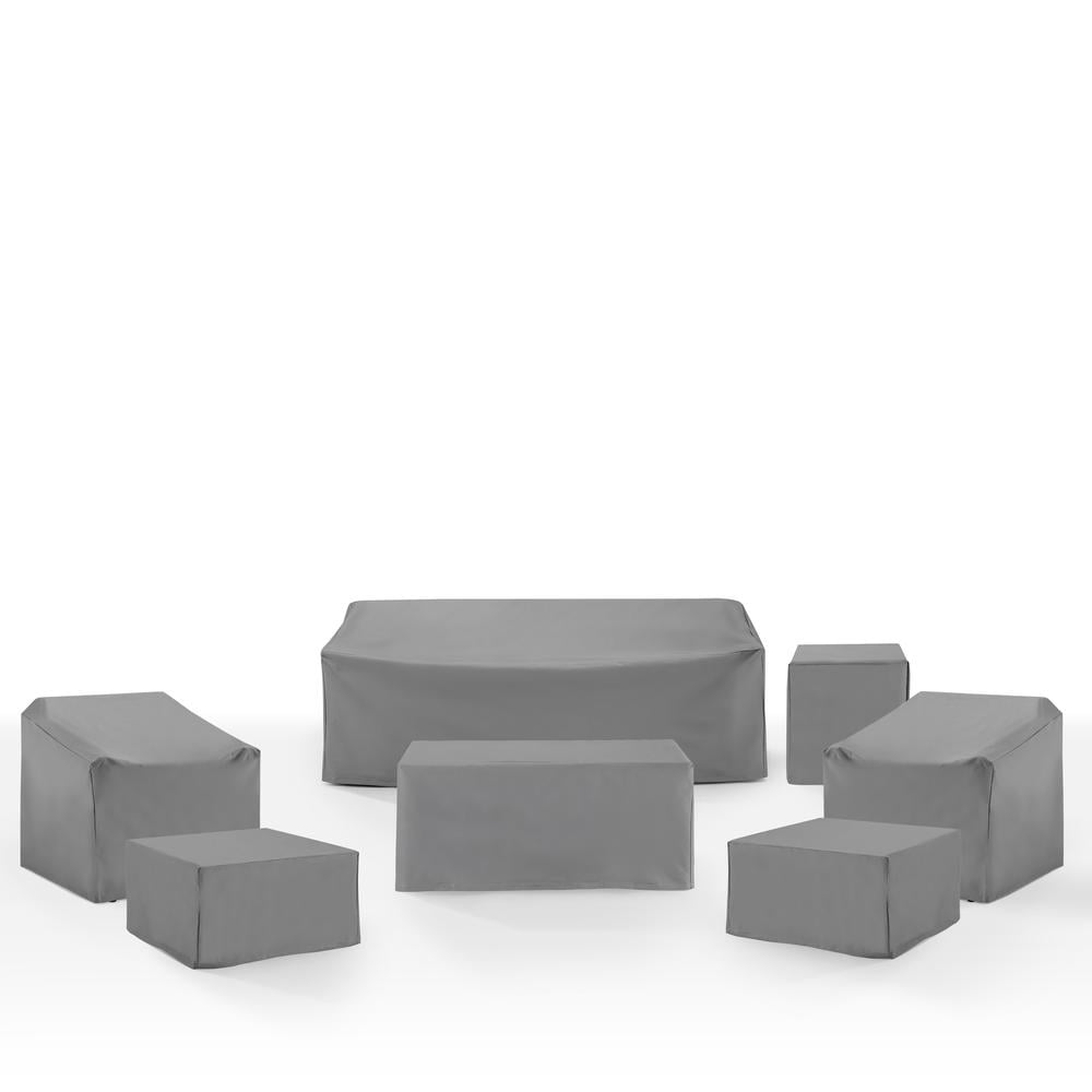 Gray Heavy-Duty Vinyl 7-Piece Outdoor Furniture Cover Set