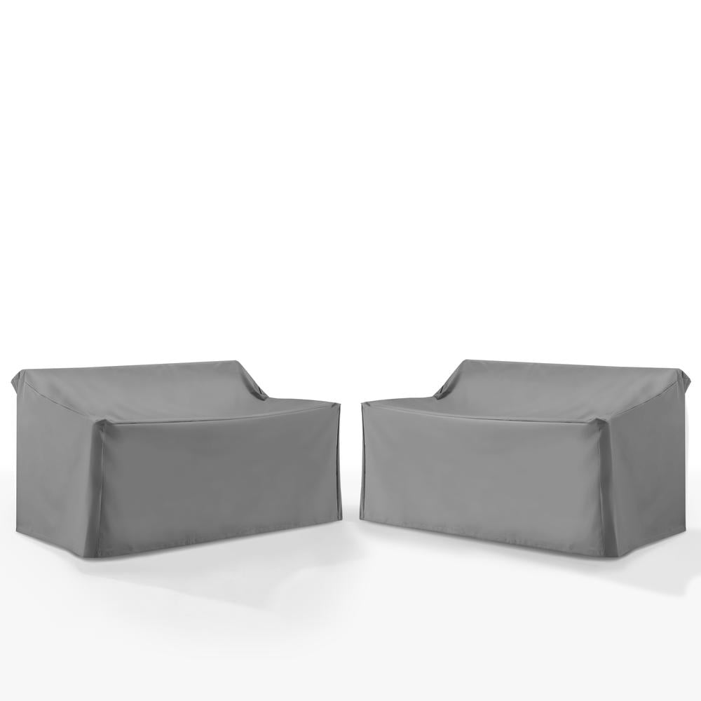Gray Heavy-Duty Vinyl Outdoor Loveseat Covers Set of 2