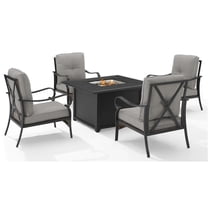 Dahlia 5Pc Outdoor Metal Conversation Set W/ Fire Table Taupe/Matte Black - Dante Fire Table & 4 Armchairs