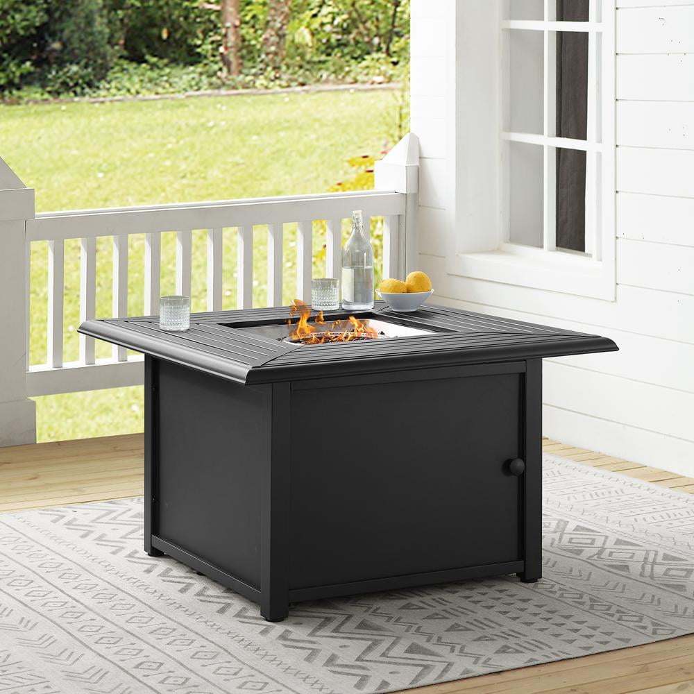 Crosley Furniture Dante Transitional Metal Outdoor Fire Table in Black