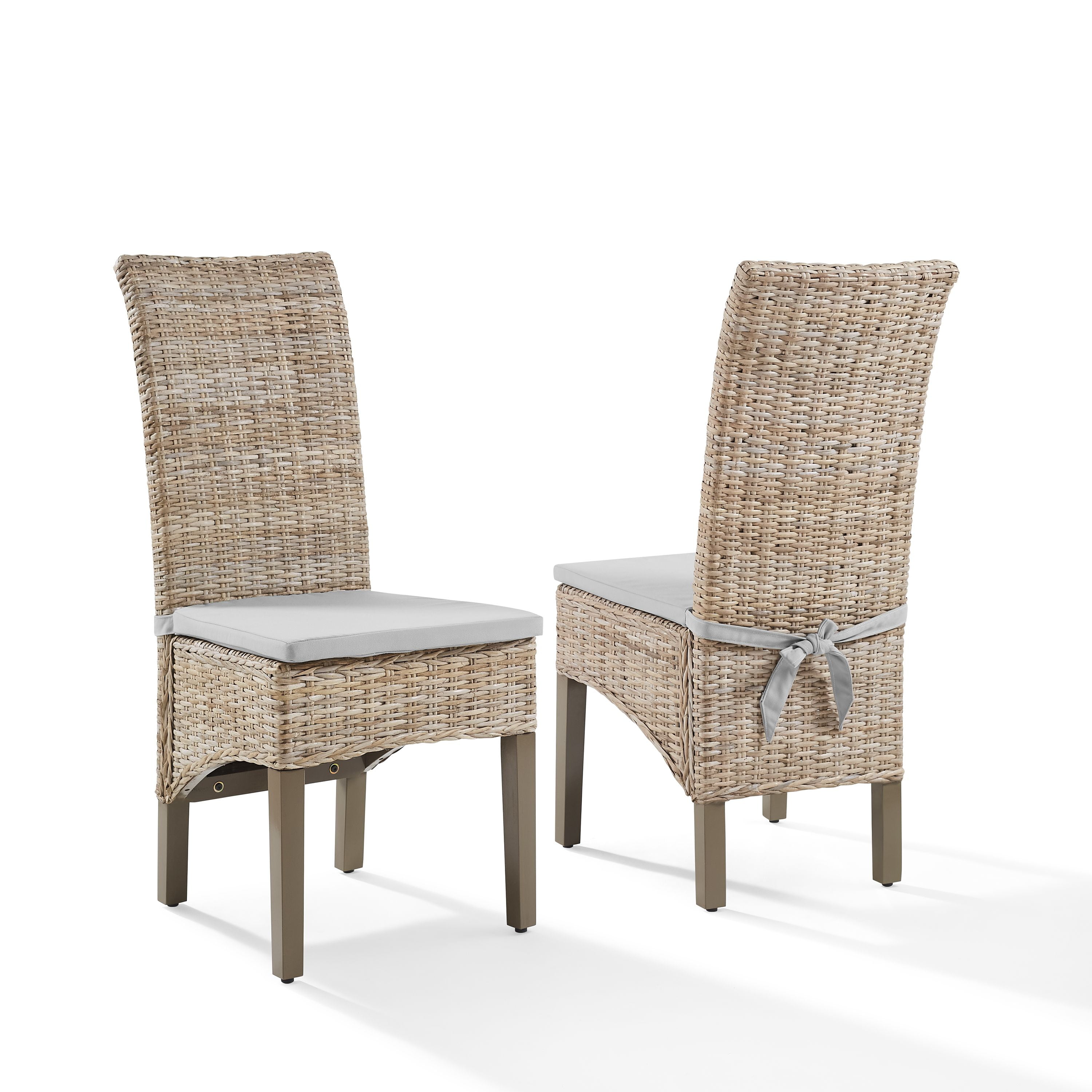 Edelyn High Back Brown Rattan Side Chair with Cushions