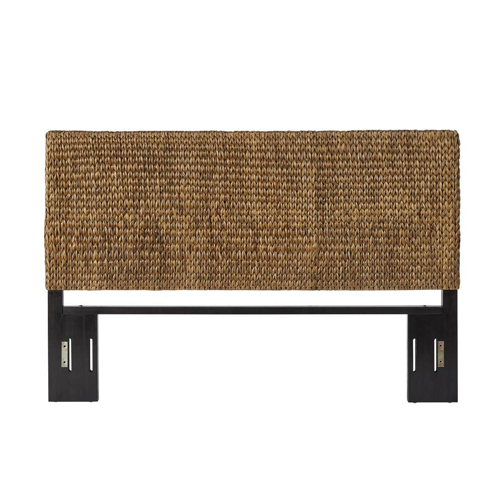 King Size Handwoven Seagrass and Mahogany Headboard
