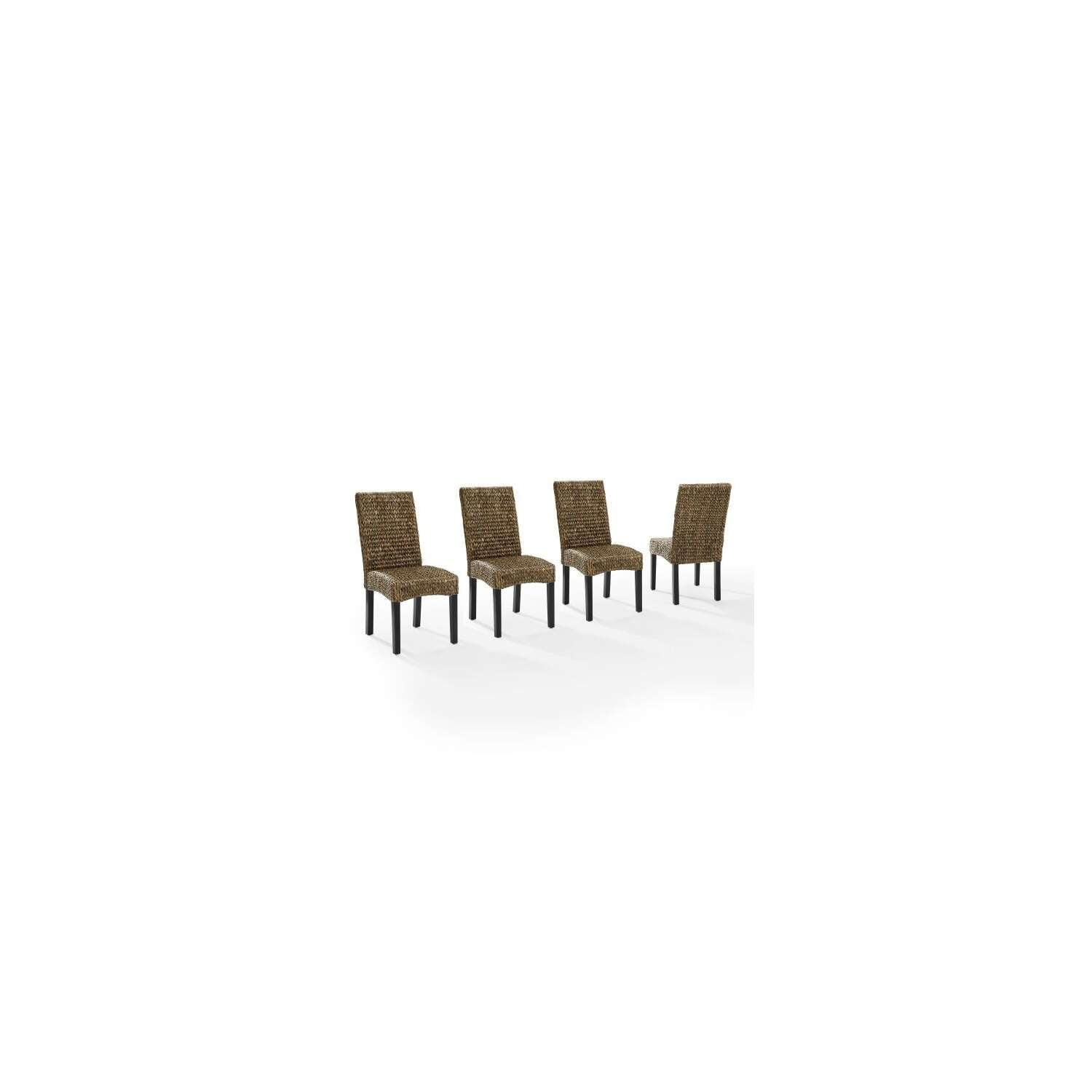 Edgewater High-Back Seagrass & Wood Dining Chair Set, Brown