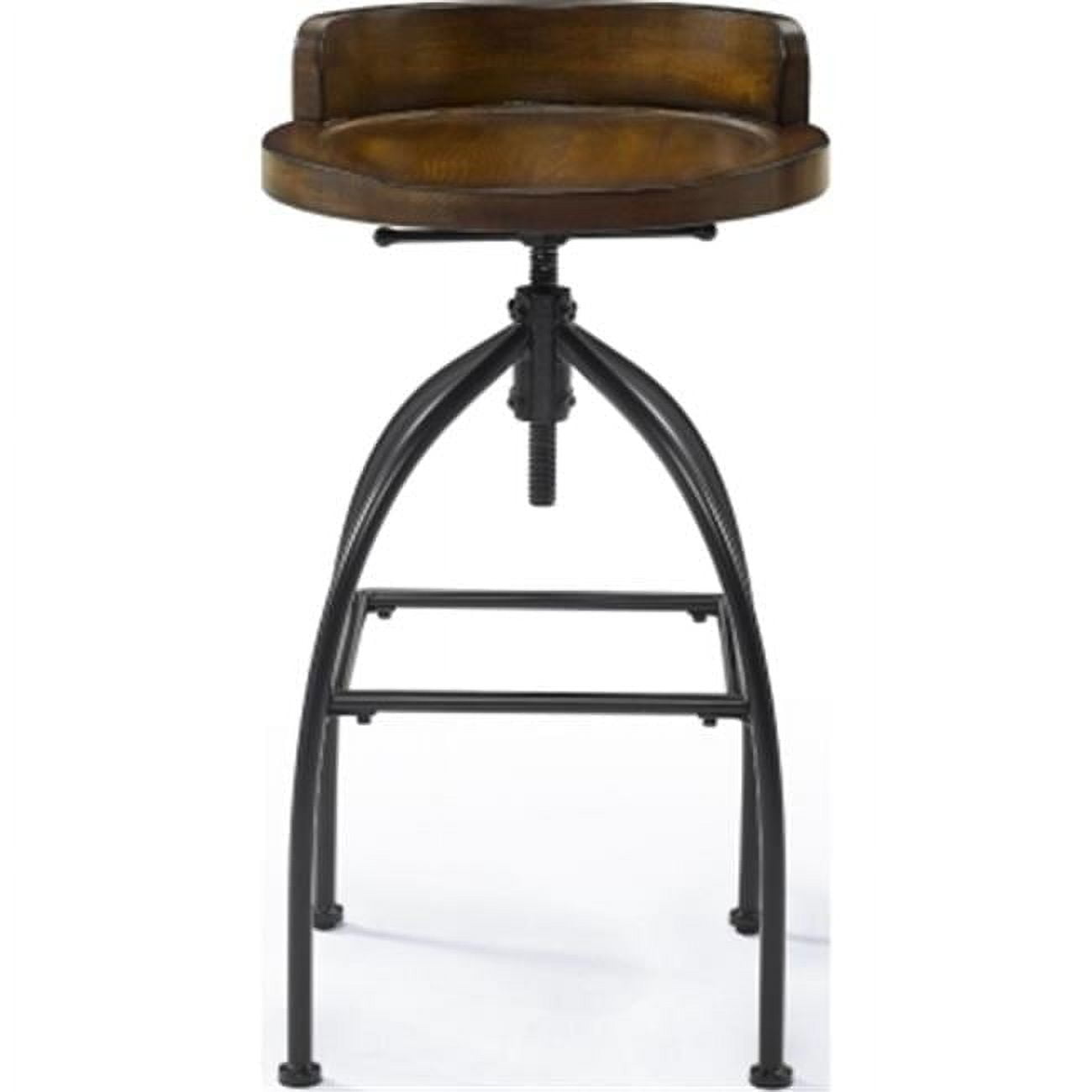 Edison Industrial Black Metal and Medium Wood Swivel Bar Stool
