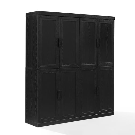 Crosley Furniture Essen 2Pc Kitchen Pantry Storage Cabinet Set in Black