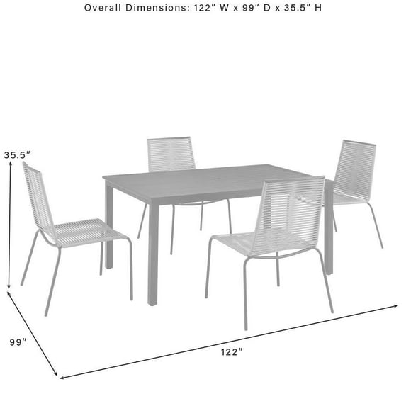 Fenton 5Pc Outdoor Wicker/ Metal Dining Set- Table & 4 Chairs - Gray