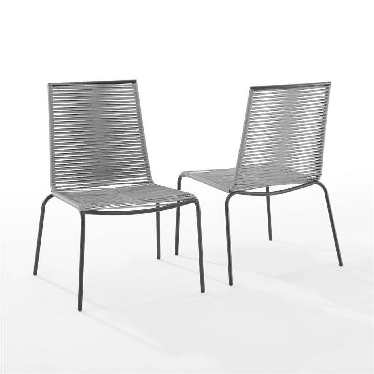 Gray Steel Armless Outdoor Dining Chairs with Wicker