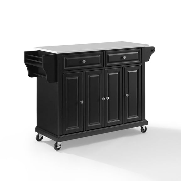Crosley Furniture Wood Granite Top Kitchen Cart in Black/White